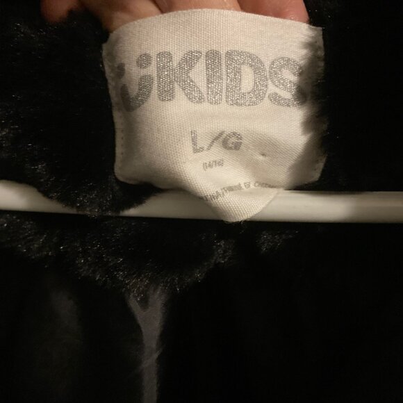 #103 Girls' UKids Black Faux Fur Hooded Lined Jacket, Size Large - Picture 6 of 7